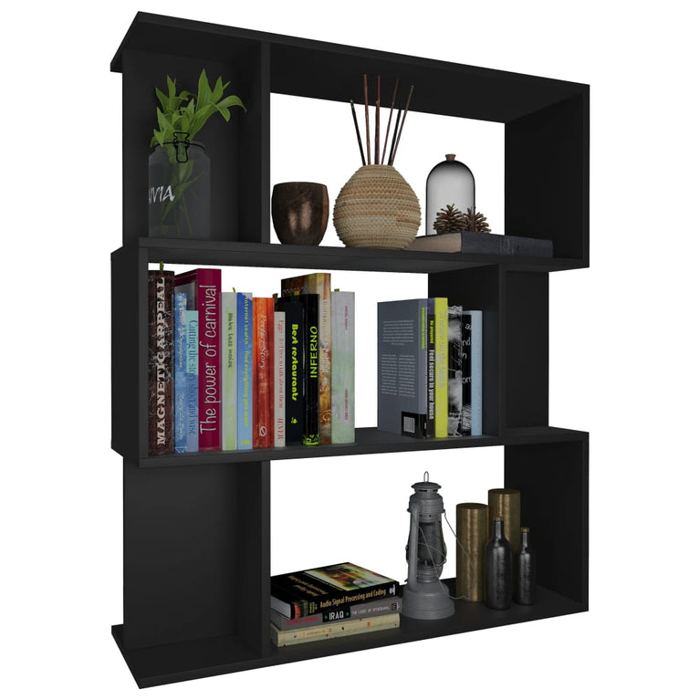 Boekenkast/kamerscherm 80x24x96 cm bewerkt hout zwart