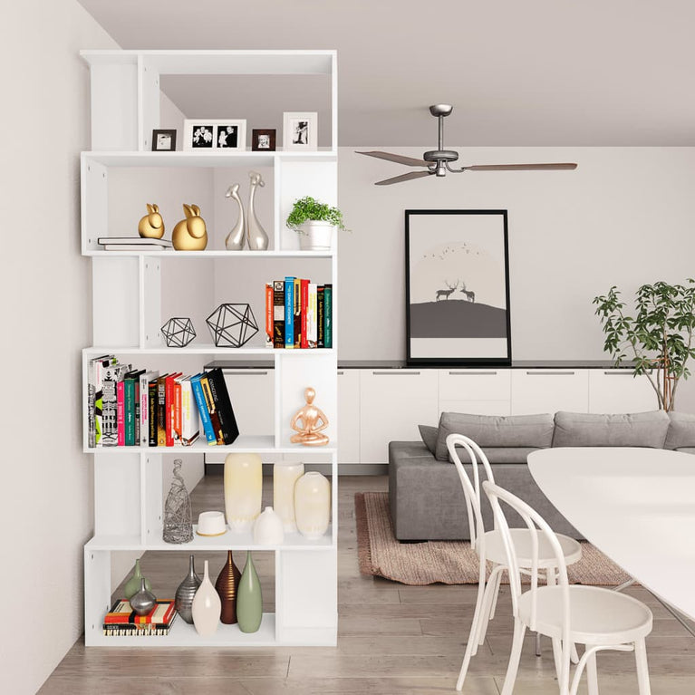 Boekenkast/kamerscherm 80x24x192 cm spaanplaat wit