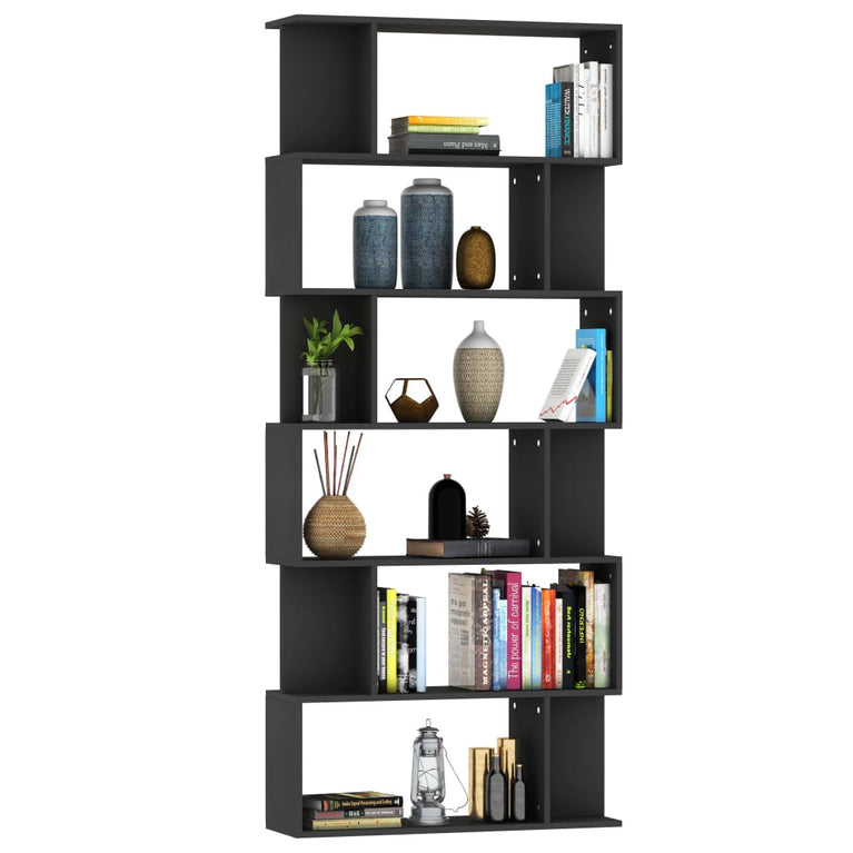 Boekenkast/kamerscherm 80x24x192 cm spaanplaat zwart MeubelReus