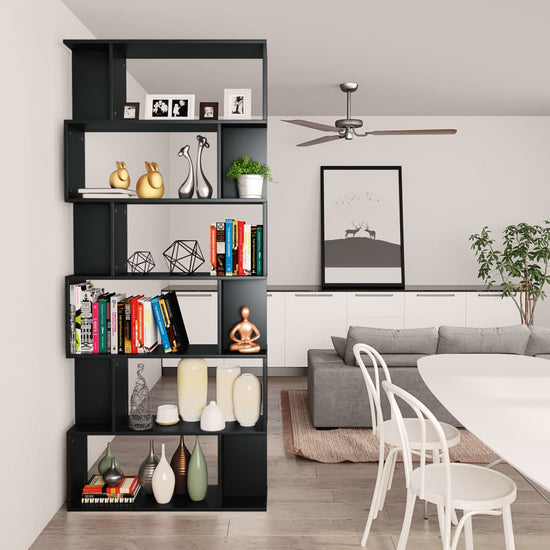 Boekenkast/kamerscherm 80x24x192 cm spaanplaat zwart MeubelReus
