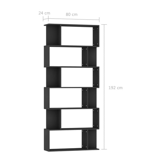 Boekenkast/kamerscherm 80x24x192 cm spaanplaat zwart MeubelReus