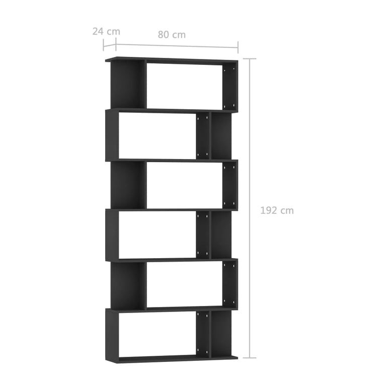 Boekenkast/kamerscherm 80x24x192 cm spaanplaat zwart MeubelReus