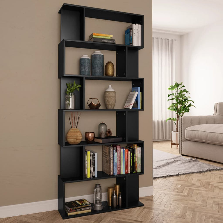 Boekenkast/kamerscherm 80x24x192 cm spaanplaat zwart MeubelReus