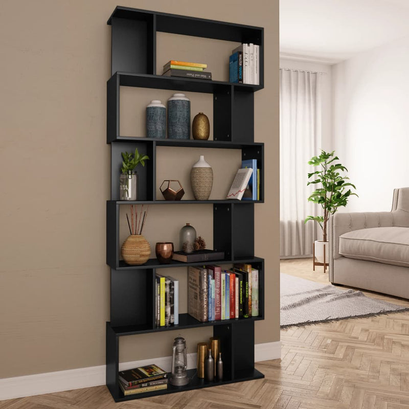 Boekenkast/kamerscherm 80x24x192 cm spaanplaat zwart MeubelReus