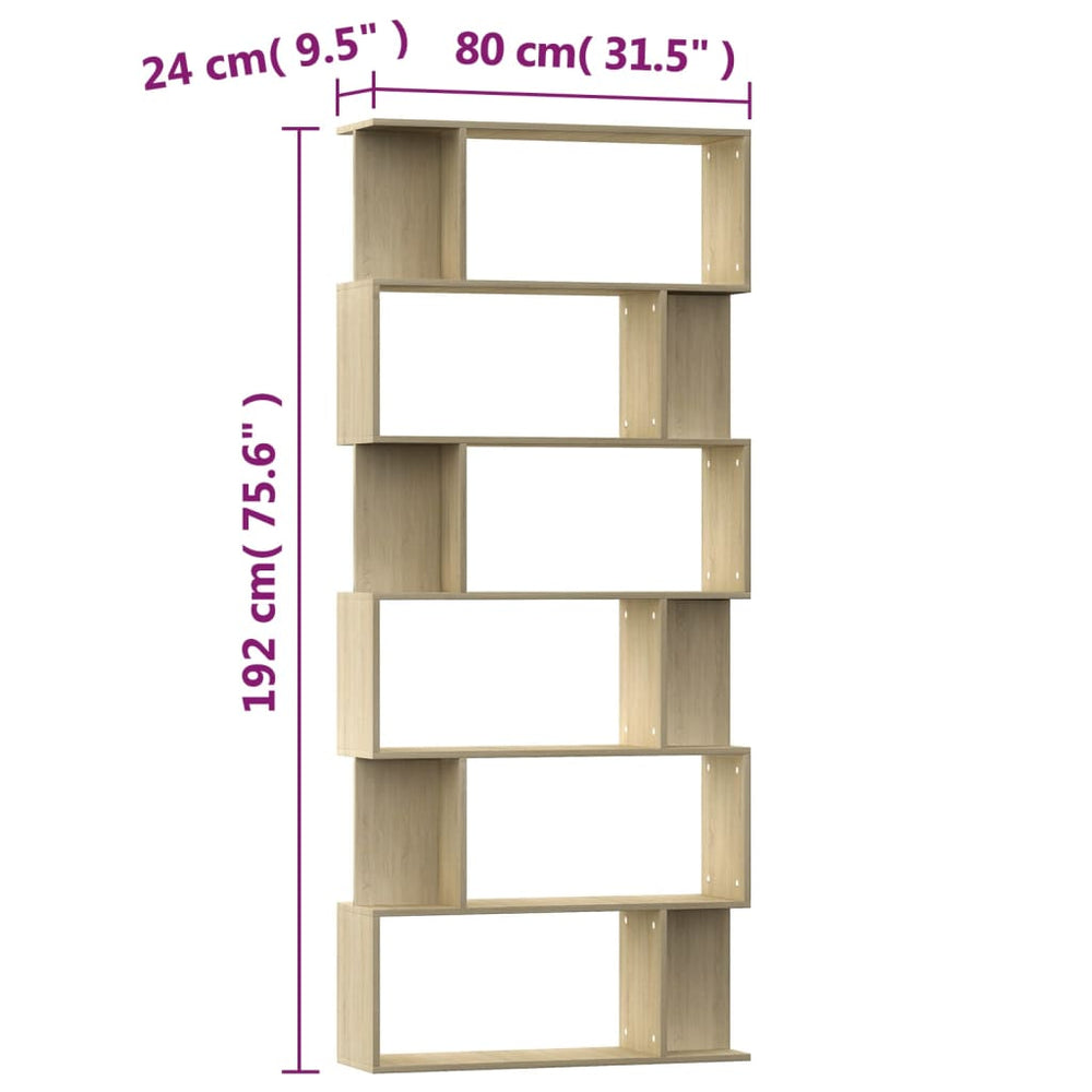 Boekenkast/kamerscherm 80x24x192 cm spaanplaat sonoma eiken MeubelReus
