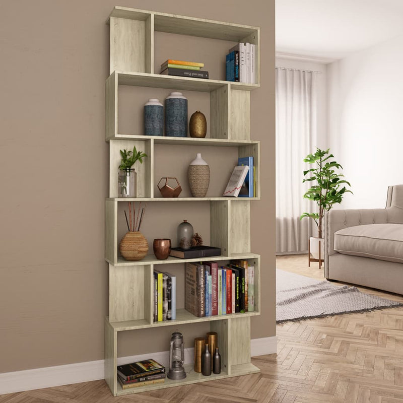Boekenkast/kamerscherm 80x24x192 cm spaanplaat sonoma eiken MeubelReus