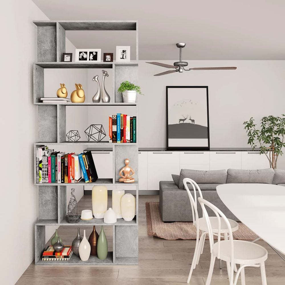 Boekenkast/kamerscherm 80x24x192 cm spaanplaat betongrijs MeubelReus