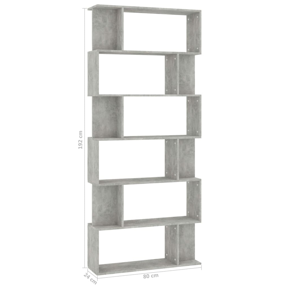Boekenkast/kamerscherm 80x24x192 cm spaanplaat betongrijs MeubelReus