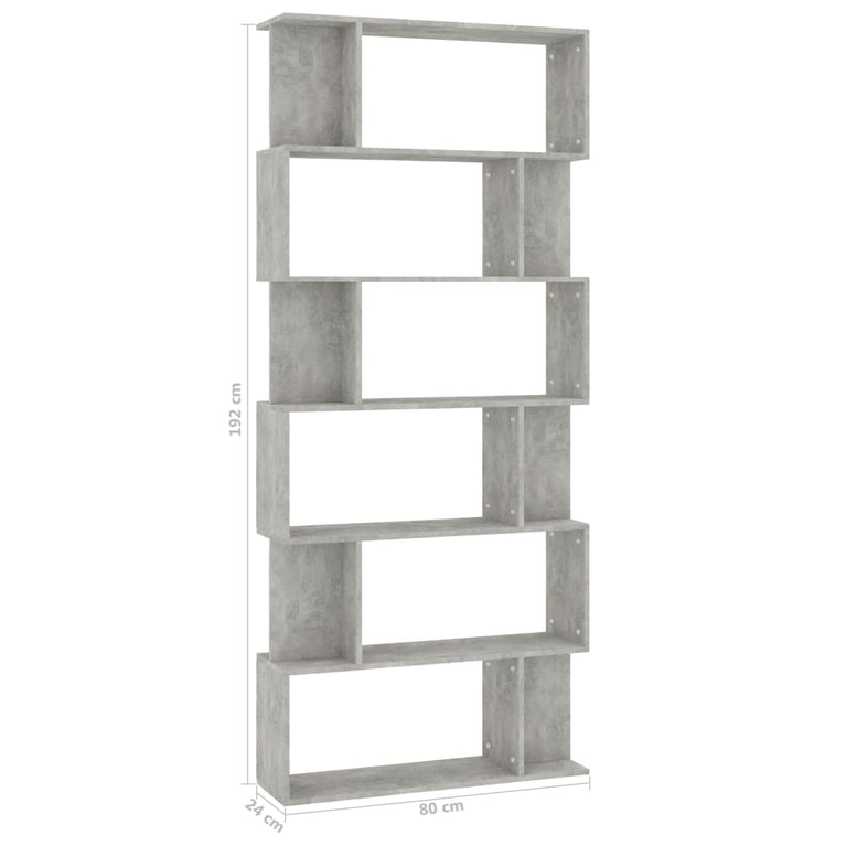 Boekenkast/kamerscherm 80x24x192 cm spaanplaat betongrijs MeubelReus