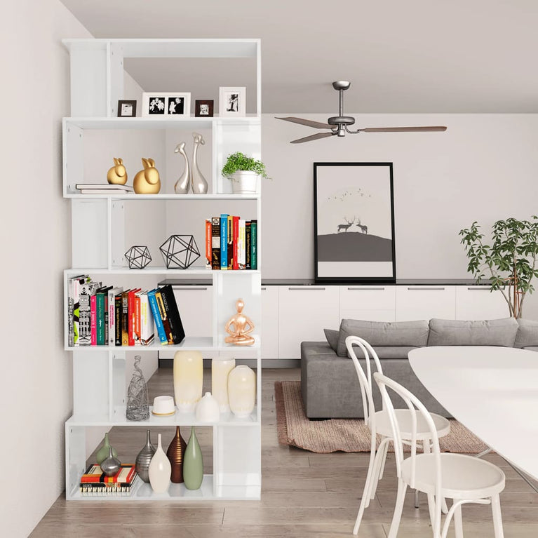 Boekenkast/kamerscherm 80x24x192 cm hoogglans wit