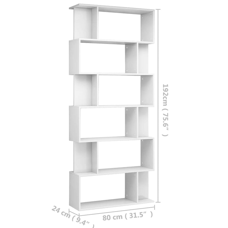 Boekenkast/kamerscherm 80x24x192 cm hoogglans wit