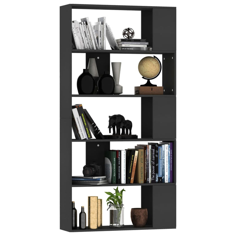 Boekenkast/kamerscherm 80x24x159 cm bewerkt hout zwart MeubelReus