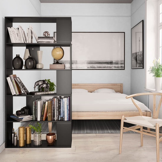 Boekenkast/kamerscherm 80x24x159 cm bewerkt hout zwart MeubelReus