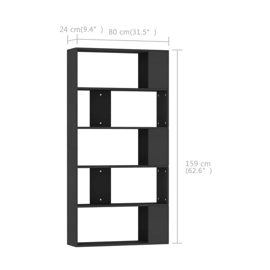Boekenkast/kamerscherm 80x24x159 cm bewerkt hout zwart MeubelReus