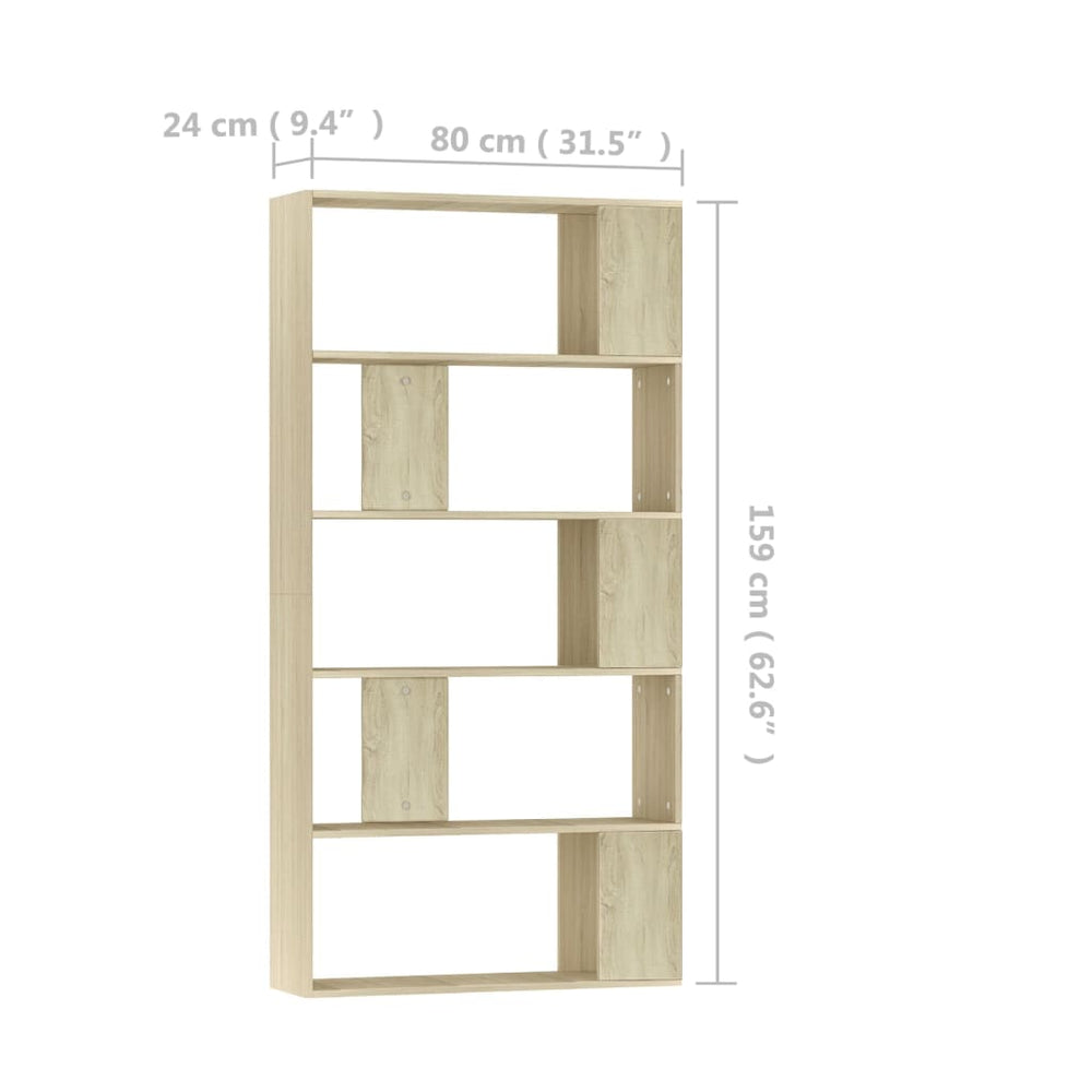 Boekenkast/kamerscherm 80x24x159 cm bewerkt hout sonoma eiken MeubelReus