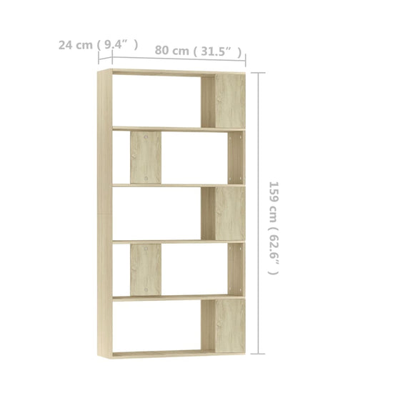 Boekenkast/kamerscherm 80x24x159 cm bewerkt hout sonoma eiken MeubelReus