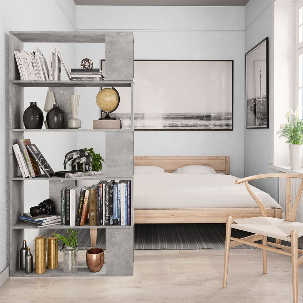 Boekenkast/kamerscherm 80x24x159 cm bewerkt hout betongrijs MeubelReus