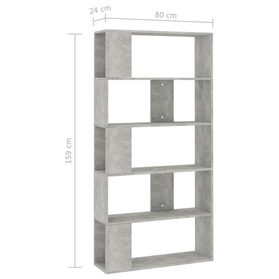 Boekenkast/kamerscherm 80x24x159 cm bewerkt hout betongrijs MeubelReus