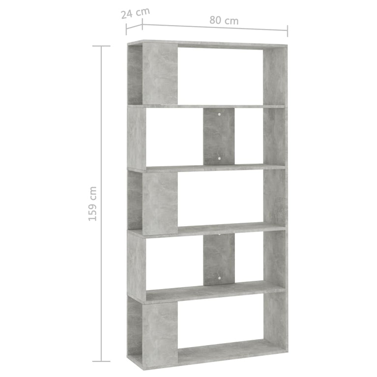 Boekenkast/kamerscherm 80x24x159 cm bewerkt hout betongrijs MeubelReus
