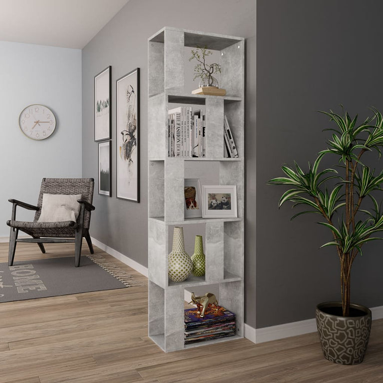 Boekenkast/kamerscherm 45x24x159 cm bewerkt hout betongrijs MeubelReus