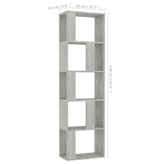Boekenkast/kamerscherm 45x24x159 cm bewerkt hout betongrijs MeubelReus