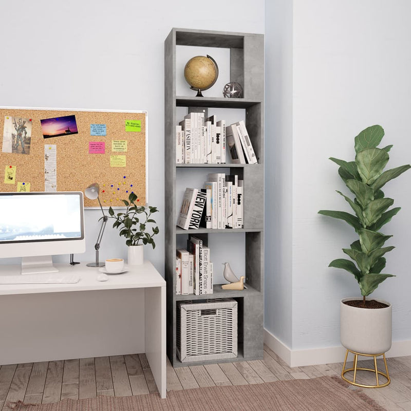 Boekenkast/kamerscherm 45x24x159 cm bewerkt hout betongrijs MeubelReus