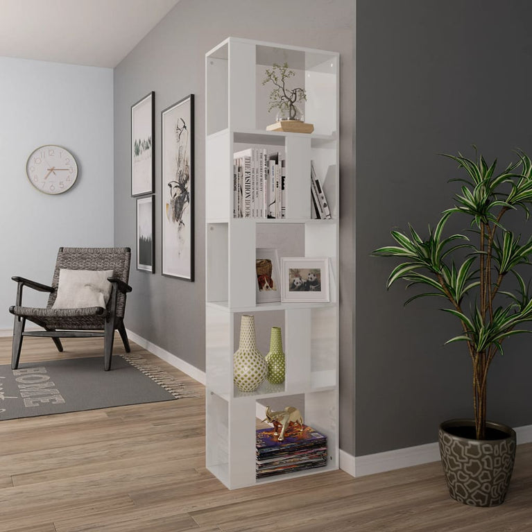 Boekenkast/kamerscherm 45x24x159 cm bewerkt hout hoogglans wit MeubelReus