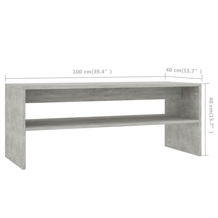 Salontafel 100x40x40 cm bewerkt hout betongrijs MeubelReus