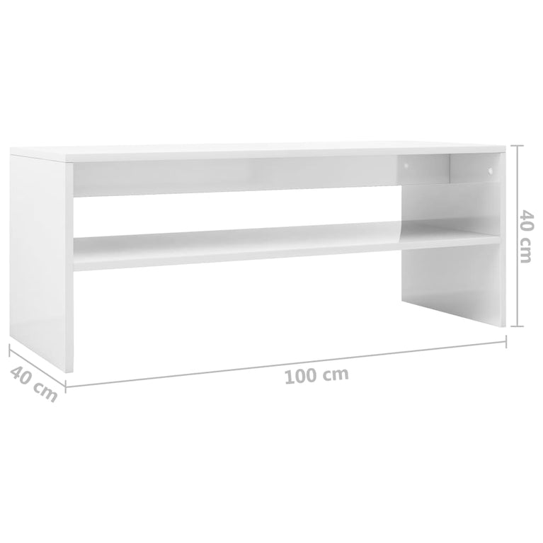 Salontafel 100x40x40 cm bewerkt hout hoogglans wit
