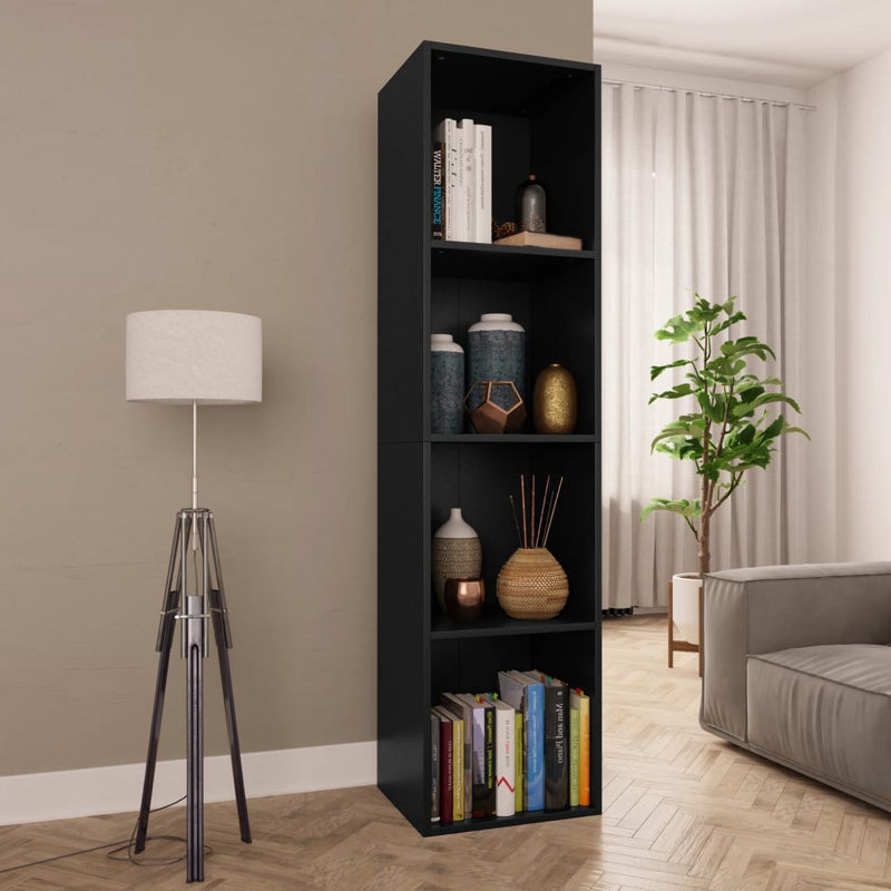 Boekenkast/tv-meubel 36x30x143 cm bewerkt hout zwart MeubelReus
