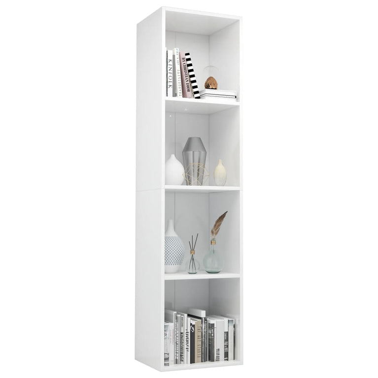 Boekenkast/tv-meubel 36x30x143 cm bewerkt hout hoogglans wit MeubelReus