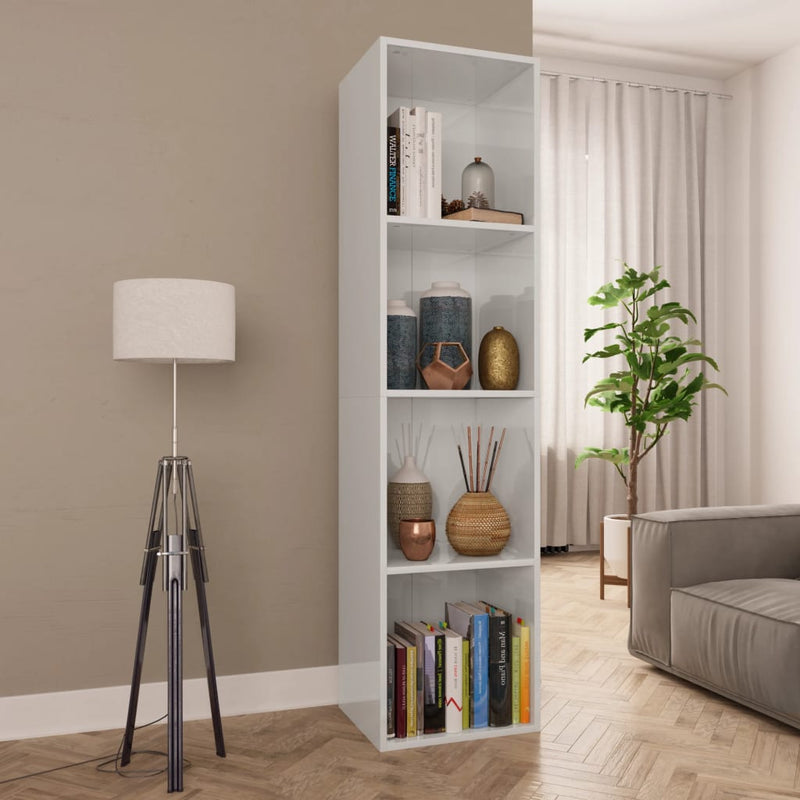 Boekenkast/tv-meubel 36x30x143 cm bewerkt hout hoogglans wit MeubelReus
