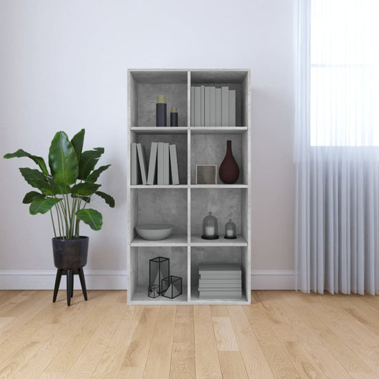 Boekenkast/dressoir 66x30x130 cm bewerkt hout betongrijs MeubelReus