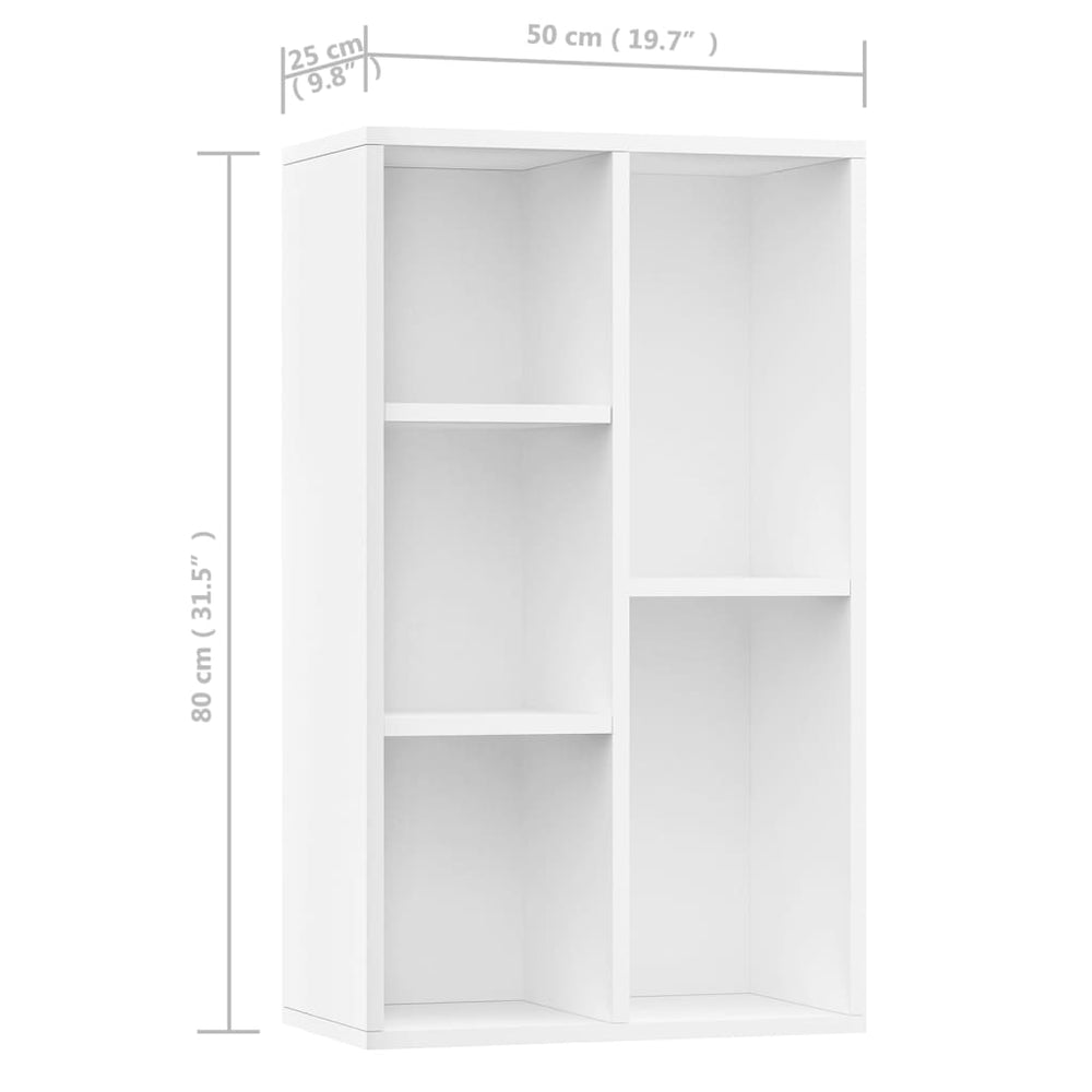 Boekenkast/dressoir 50x25x80 cm spaanplaat wit MeubelReus
