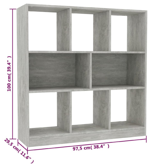 Boekenkast 97,5x29,5x100 cm bewerkt hout betongrijs MeubelReus
