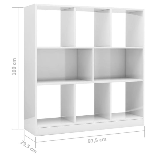 Boekenkast 97,5x29,5x100 cm spaanplaat hoogglans wit MeubelReus