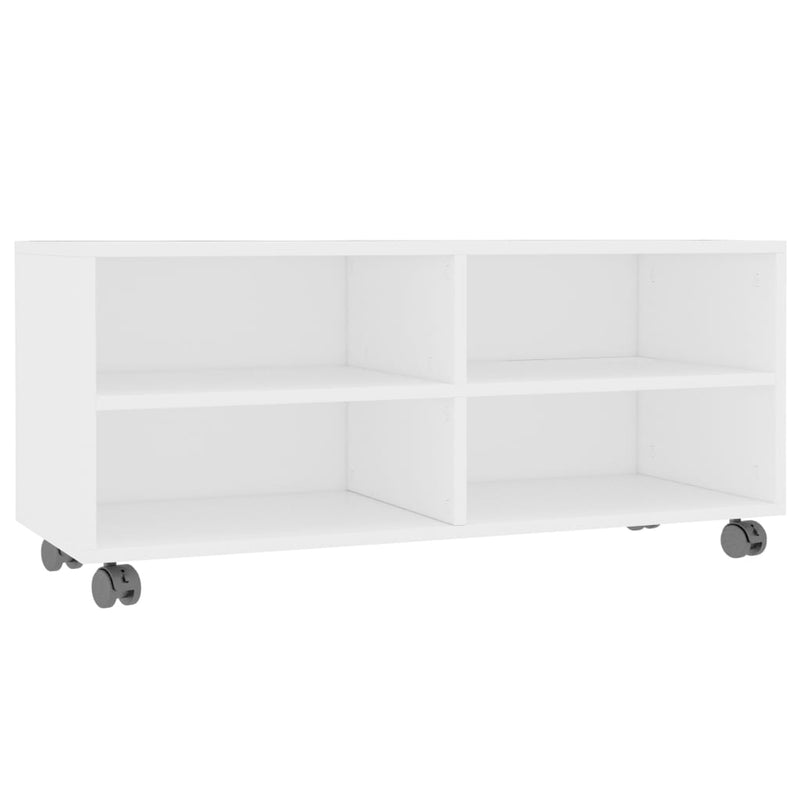 Tv-meubel met wieltjes 90x35x35 cm bewerkt hout wit MeubelReus