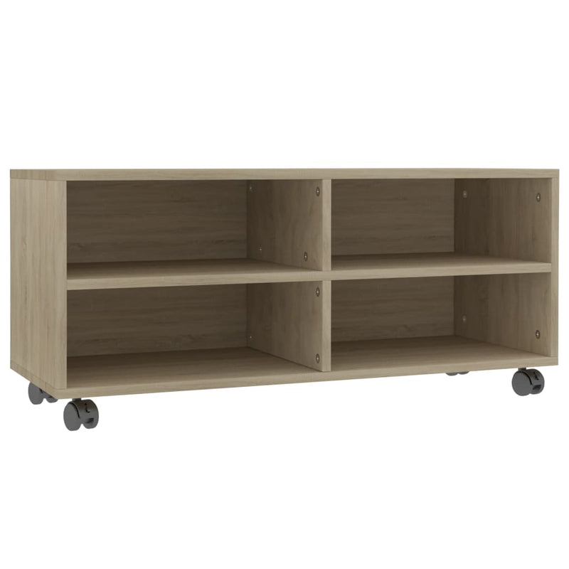 Tv-meubel met wieltjes 90x35x35 cm spaanplaat sonoma eikenkleur