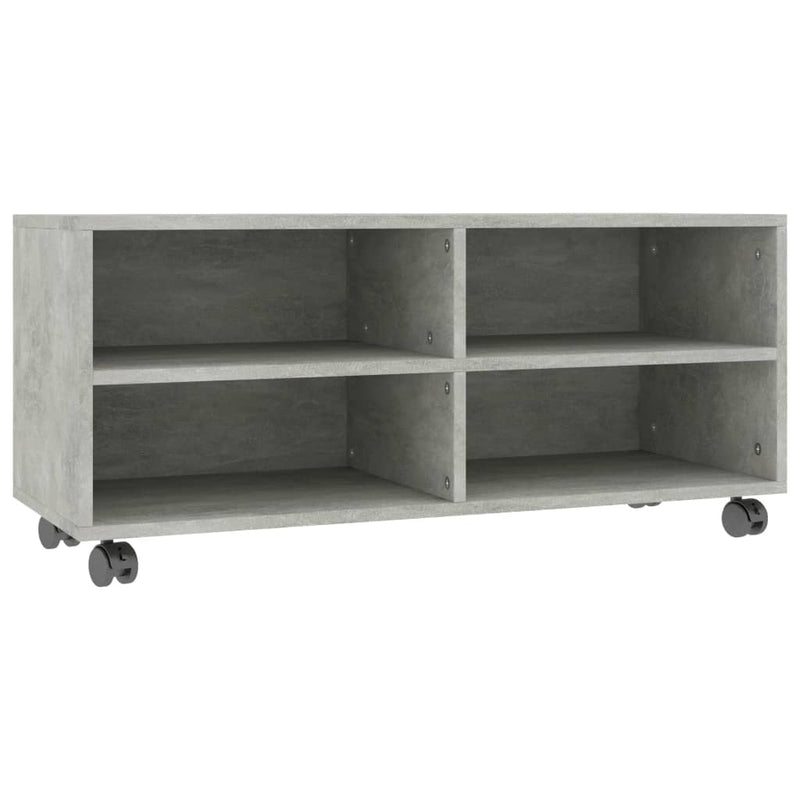 Tv-meubel met wieltjes 90x35x35 cm bewerkt hout betongrijs