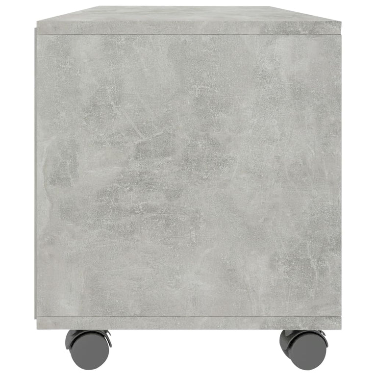 Tv-meubel met wieltjes 90x35x35 cm bewerkt hout betongrijs