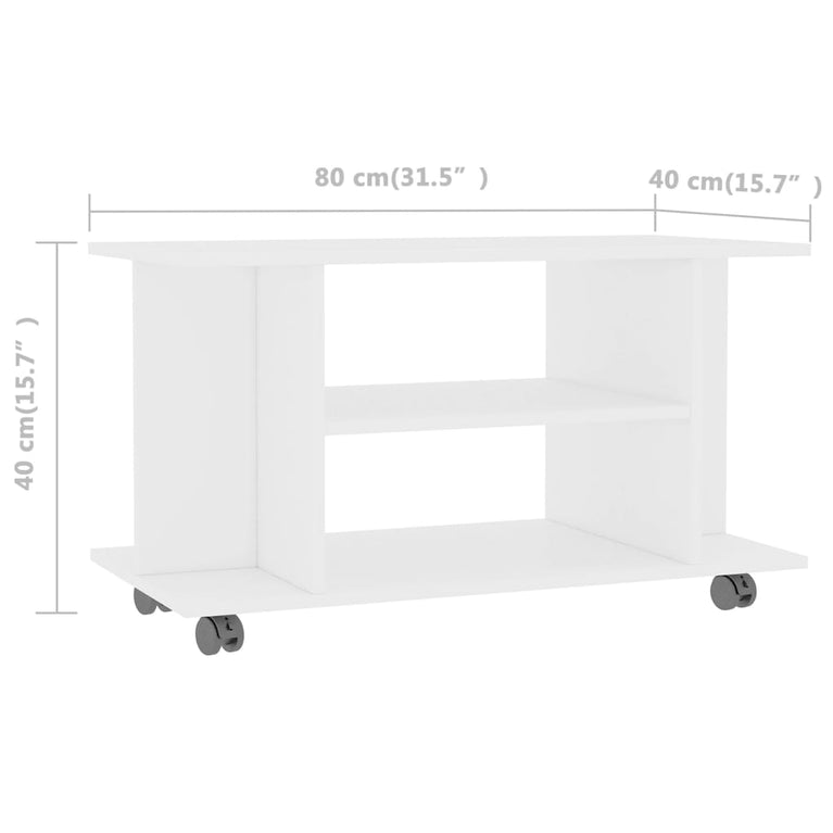 Tv-meubel met wieltjes 80x40x40 cm spaanplaat wit MeubelReus