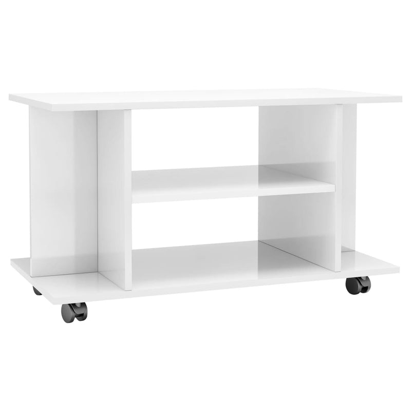 Tv-meubel met wieltjes 80x40x40 cm spaanplaat hoogglans wit MeubelReus