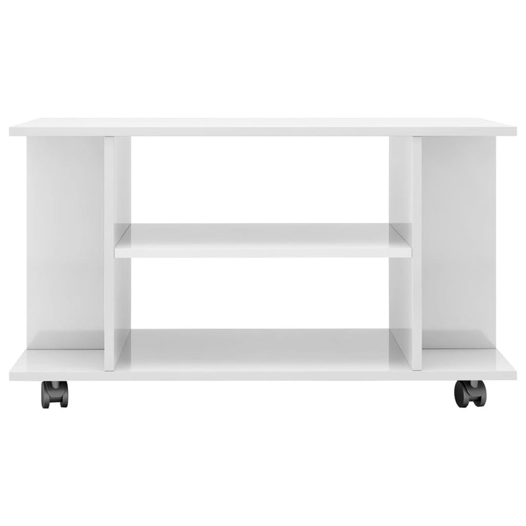 Tv-meubel met wieltjes 80x40x40 cm spaanplaat hoogglans wit MeubelReus