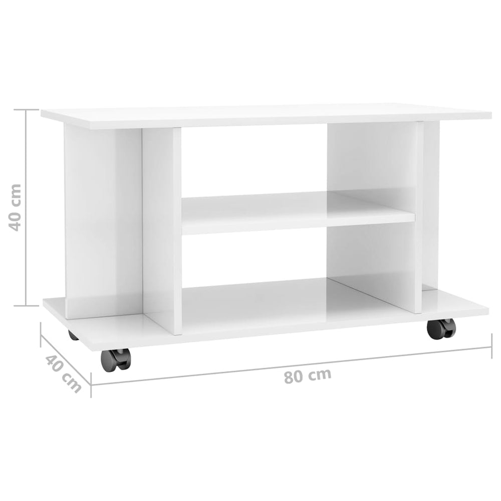 Tv-meubel met wieltjes 80x40x40 cm spaanplaat hoogglans wit MeubelReus