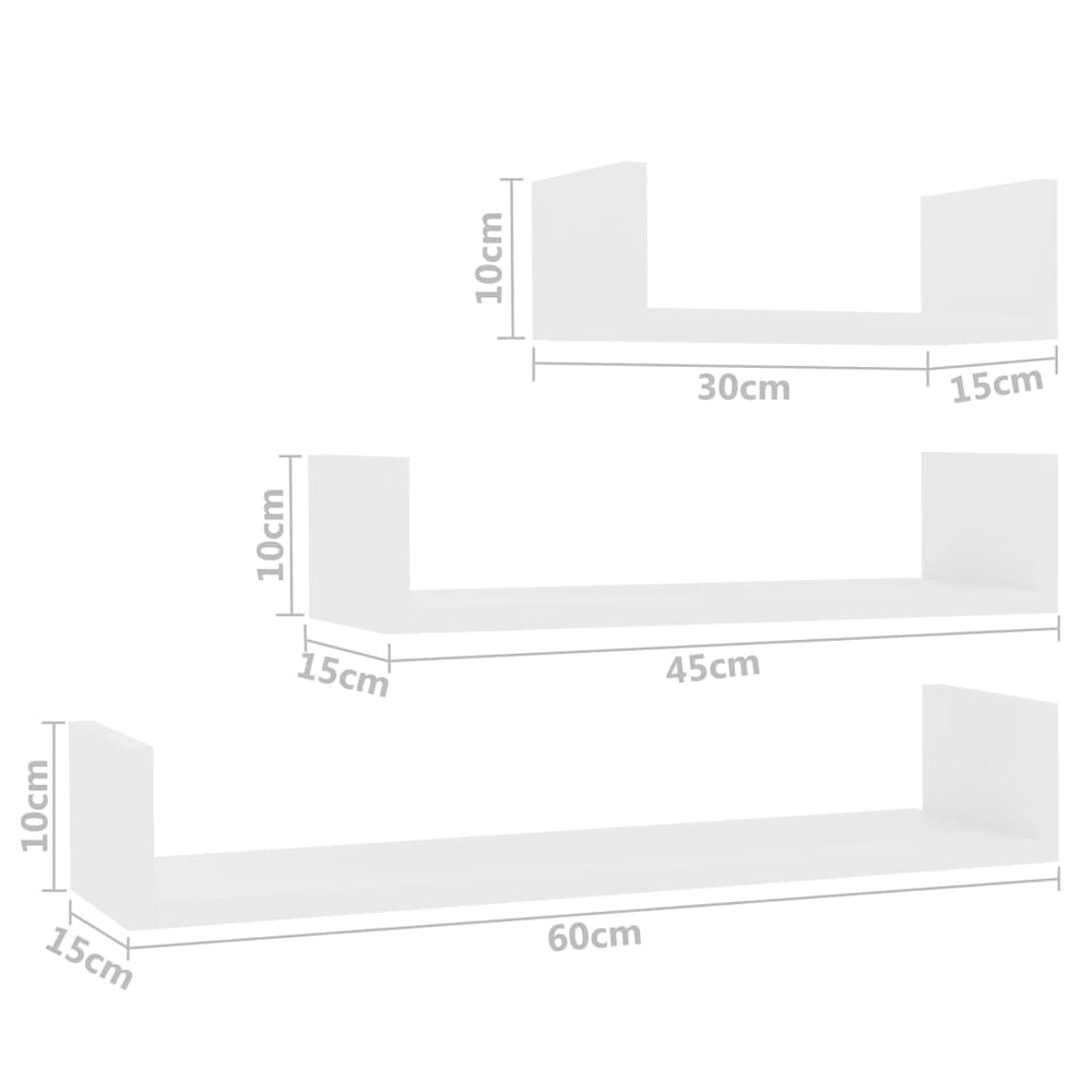 Wandschappen 3 st bewerkt hout wit MeubelReus