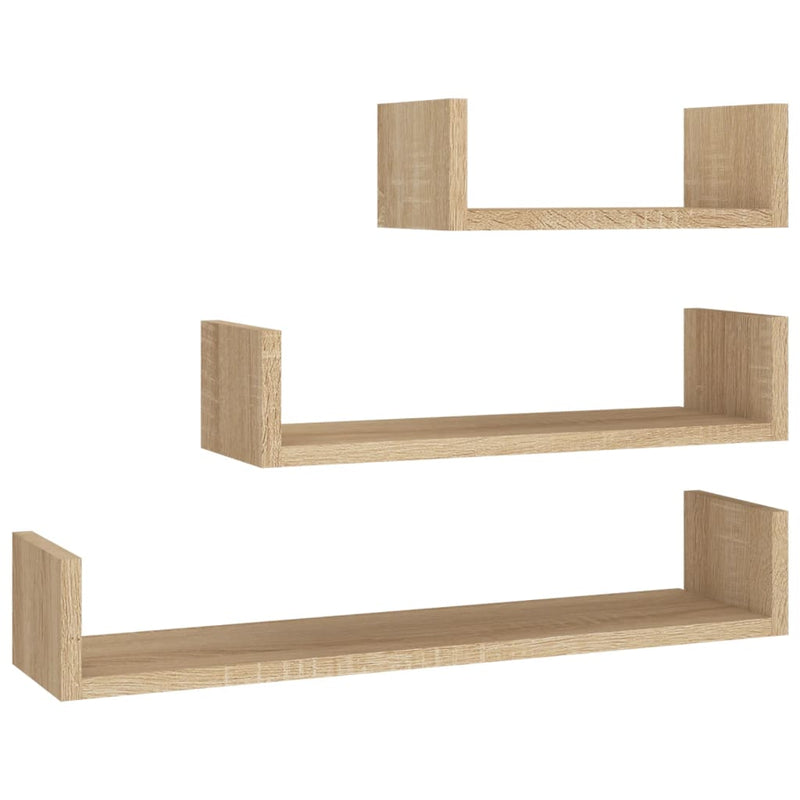 Wandschappen 3 st bewerkt hout sonoma eikenkleurig