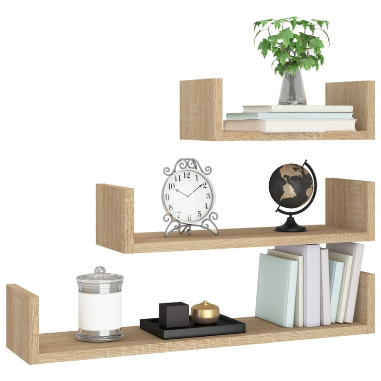 Wandschappen 3 st bewerkt hout sonoma eikenkleurig