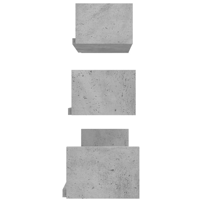 Wandschappen 3 st bewerkt hout betongrijs