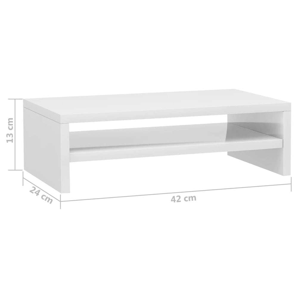 Monitorstandaard 42x24x13 cm bewerkt hout hoogglans wit MeubelReus