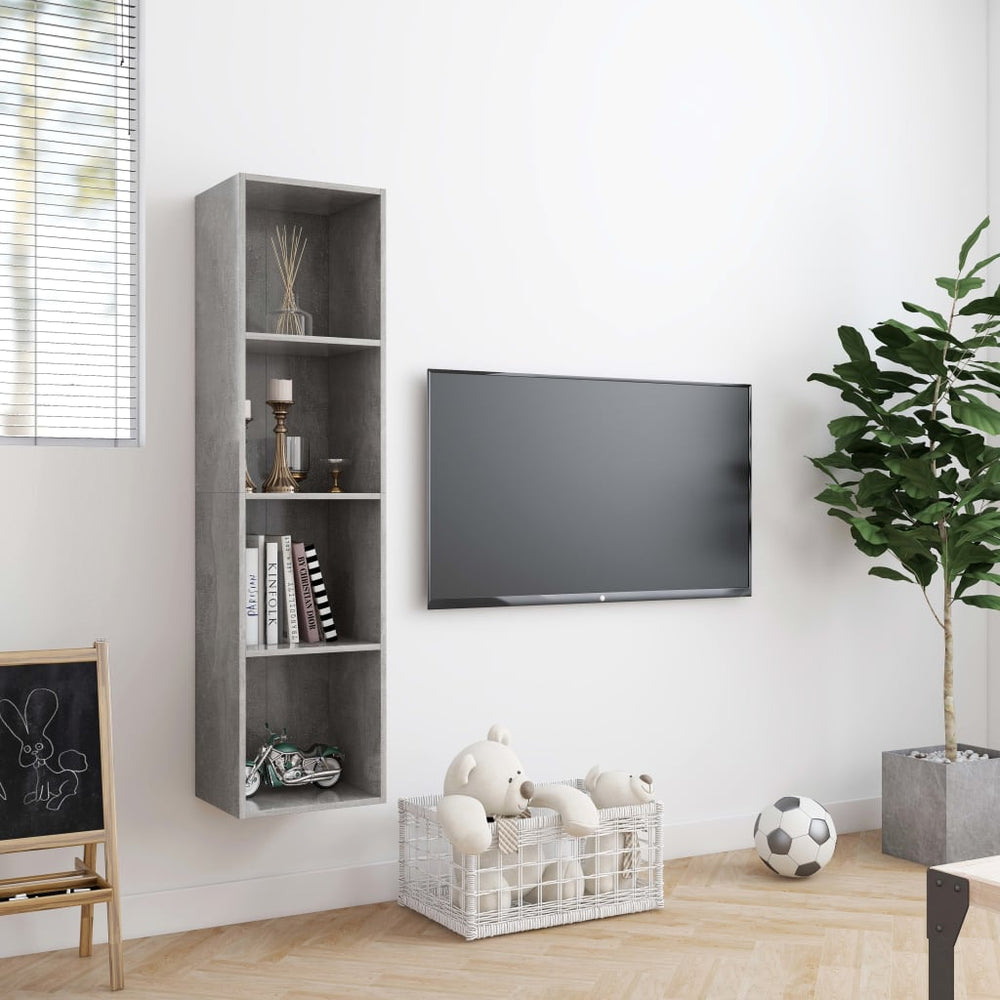 Boekenkast/tv-meubel 143x30x36 cm betongrijs MeubelReus